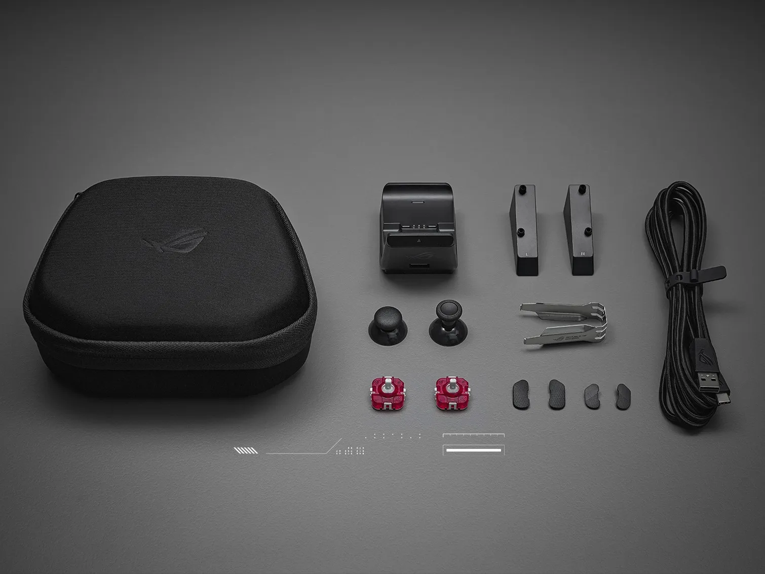 Kelengkapan aksesori ASUS ROG Raikiri 2 Pro di dalam kotak pembelian