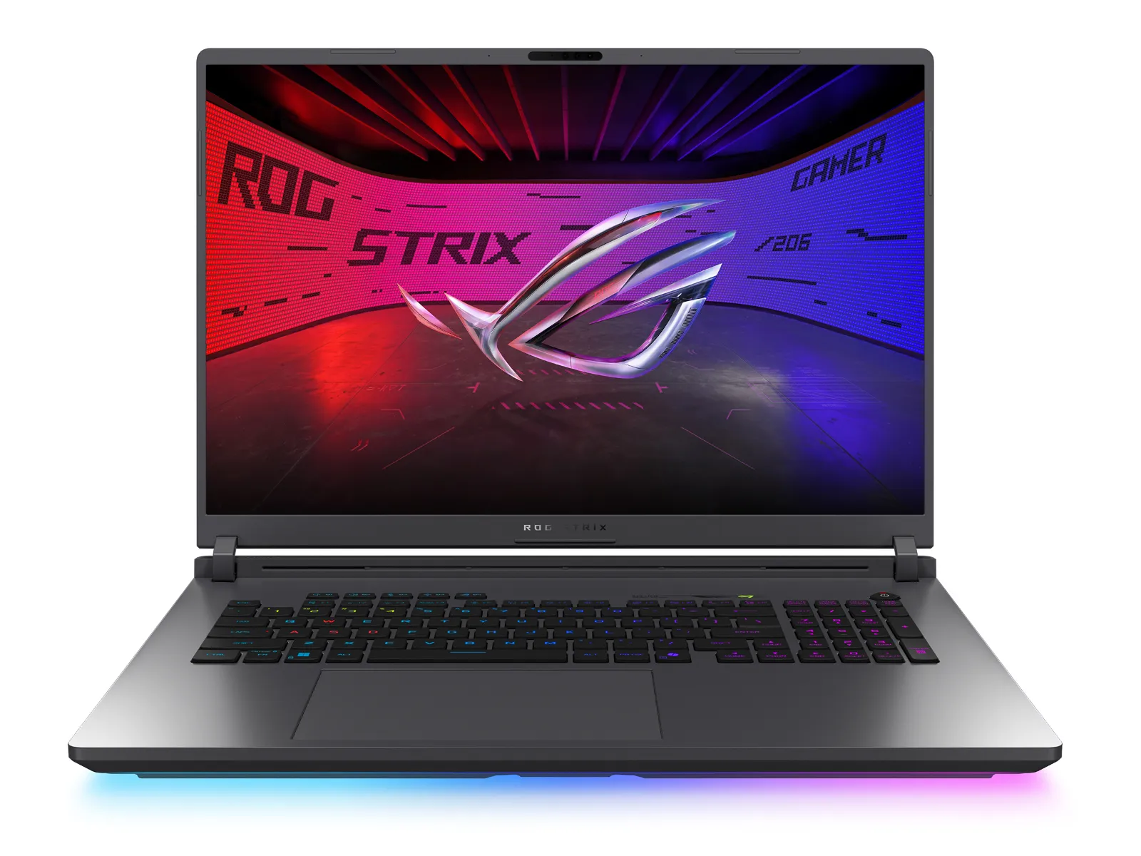 Tampak samping ASUS ROG Strix G18 2026 yang menunjukkan ketebalan bodi mencapai 32 mm dan bobot 3,2 kg