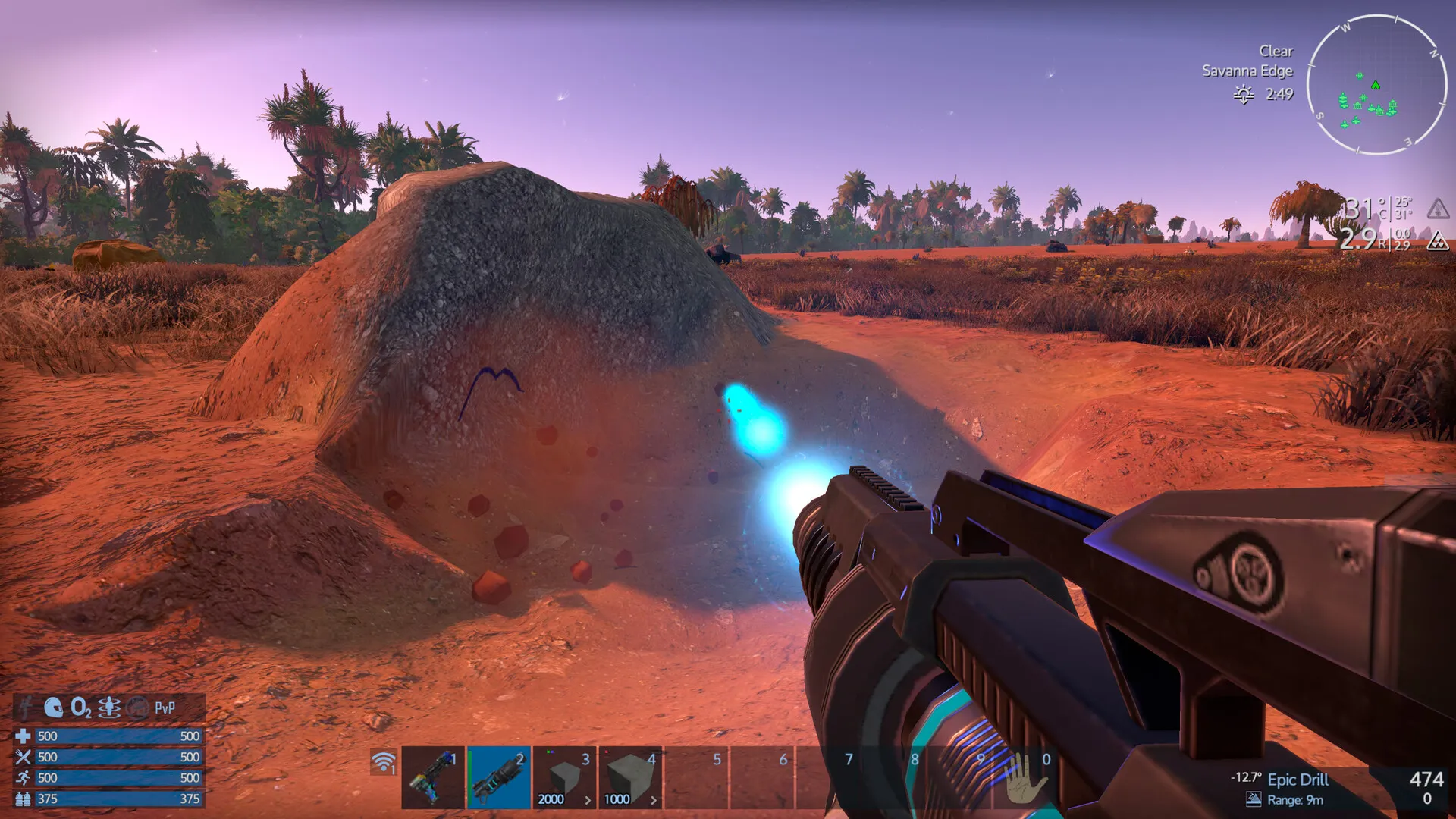 Tangkapan layar aksi pertempuran di Empyrion Galactic Survival melawan monster alien