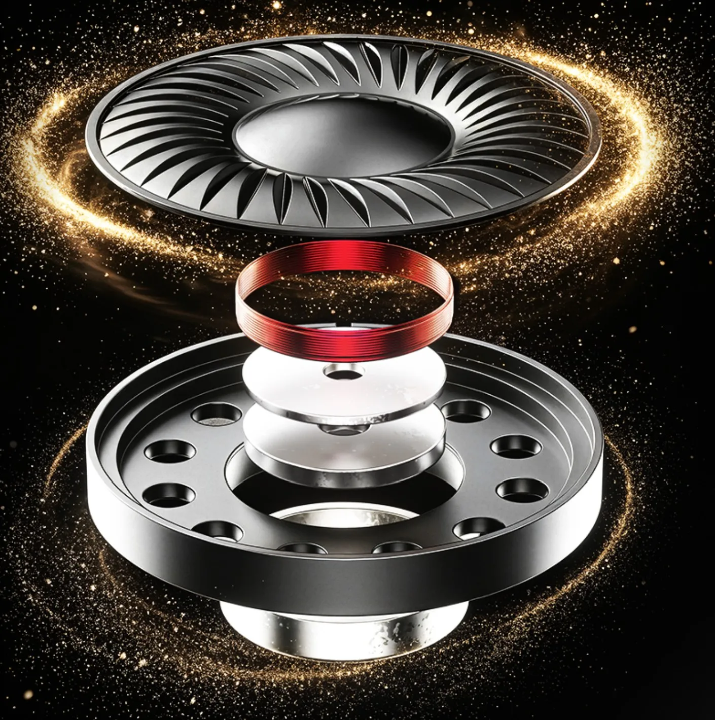 Driver diaphragm carbon black 50mm Jepang pada headphone Fiio Snowsky Nature