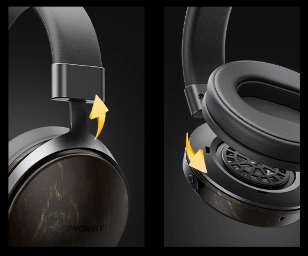 Headband self-adjusting dan earpads yang bisa dilepas dengan mekanisme twist pada Fiio Snowsky Nature
