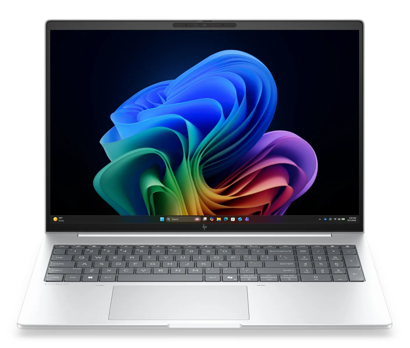 Bagian bawah HP EliteBook 8 G2i 16 inch, menunjukkan desain engsel dan ventilasi.
