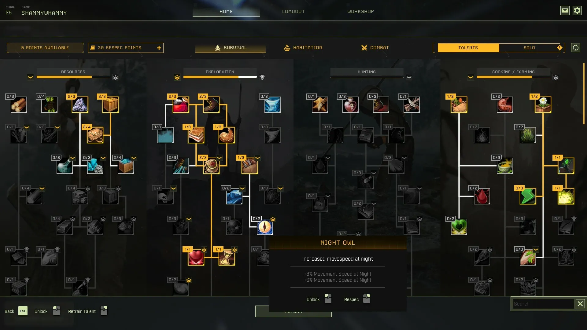 Tampilan pohon skill di game survival Icarus