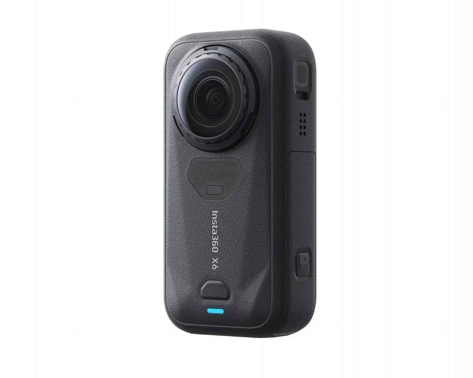 Bocoran Insta360 X6 tampak belakang dengan lensa dan bukaan mikrofon