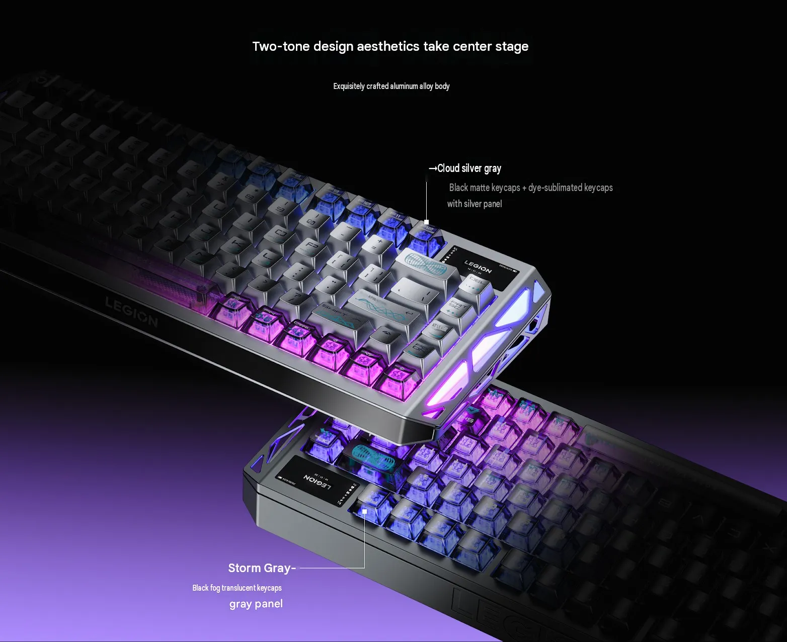 Pilihan warna keyboard Lenovo Legion R7 RT75 Cloud Silver dan Storm Gray