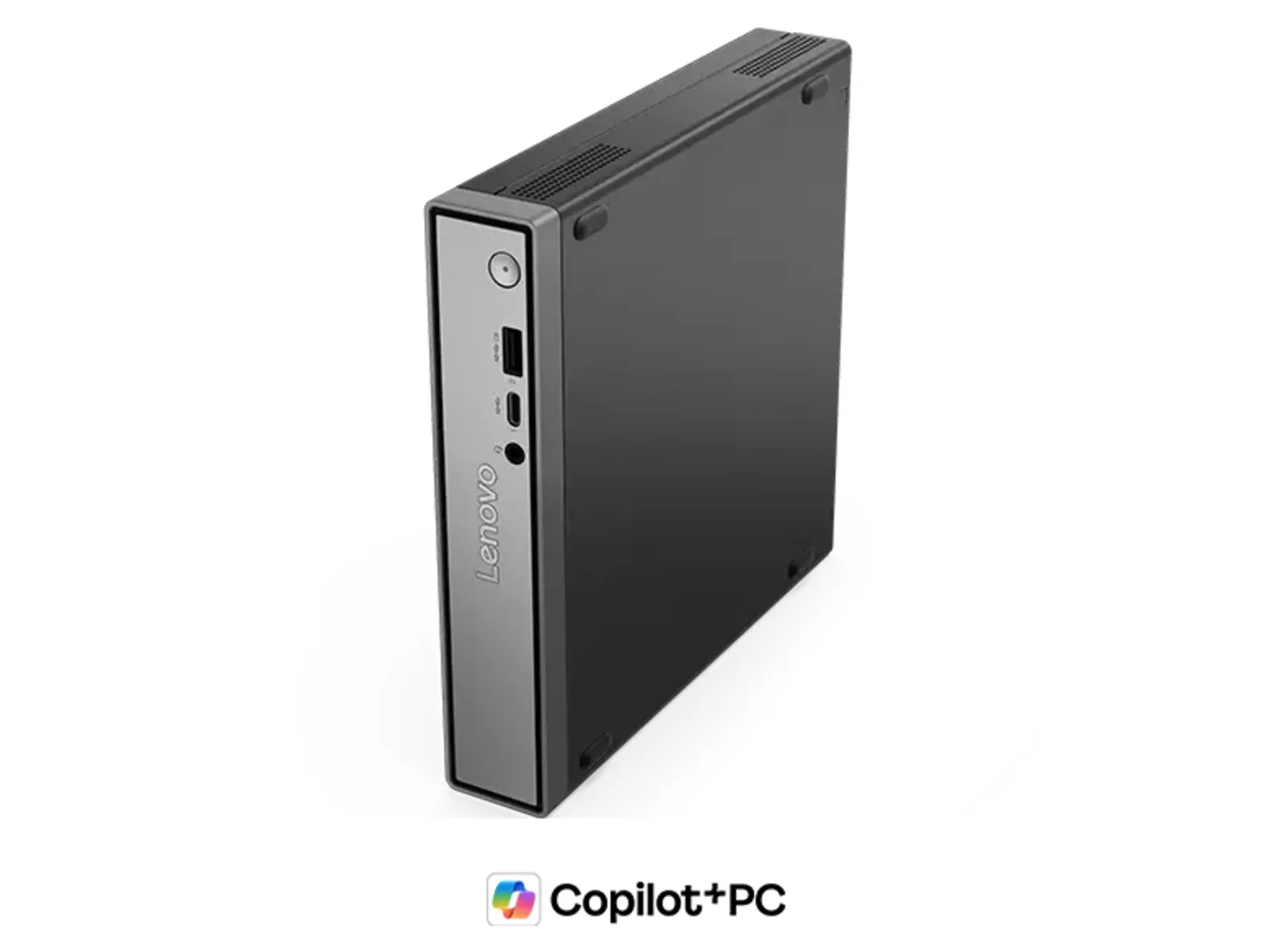 PC mini Lenovo ThinkCentre Neo 50q Gen 6 tampak depan dengan desain minimalis.