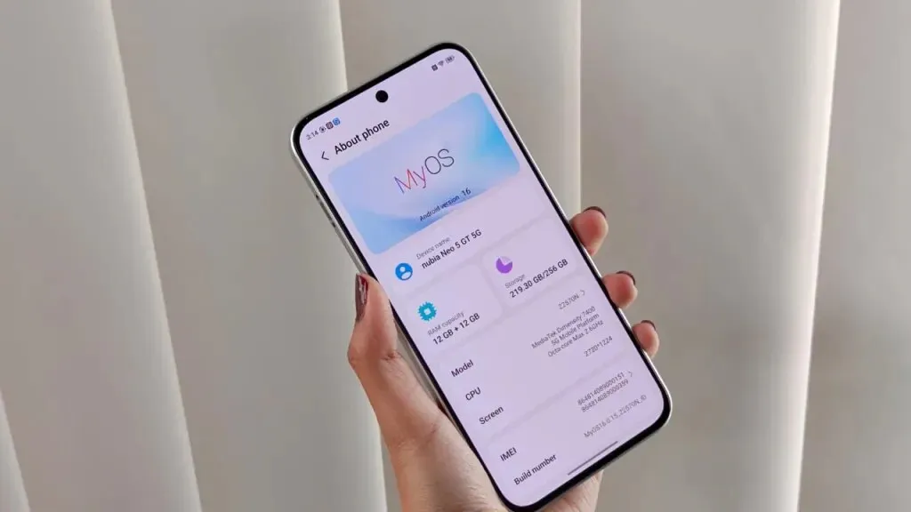 Nubia Neo 5 GT Special Edition menampilkan informasi baterai dan fast charging