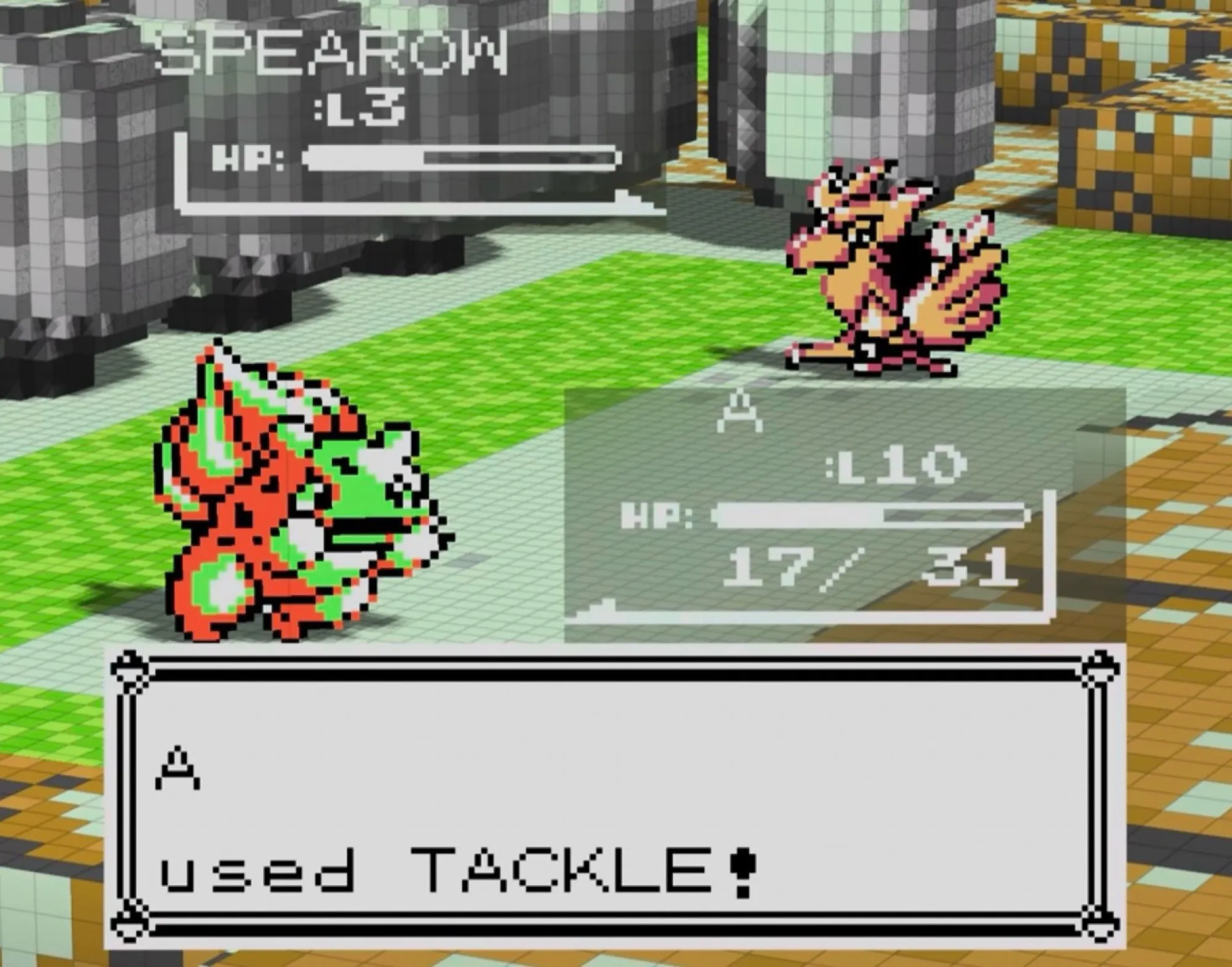 Tampilan gameplay Pokemon Red dan Blue dengan VoxelMod 3D di Windows