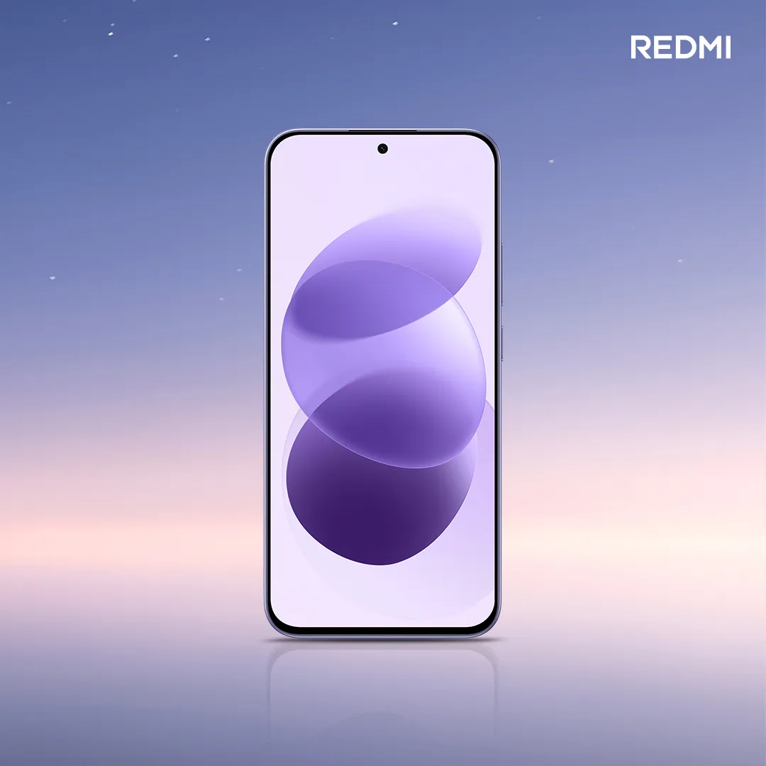 Panel depan Redmi Note 17 yang menampilkan layar OLED 7 inci