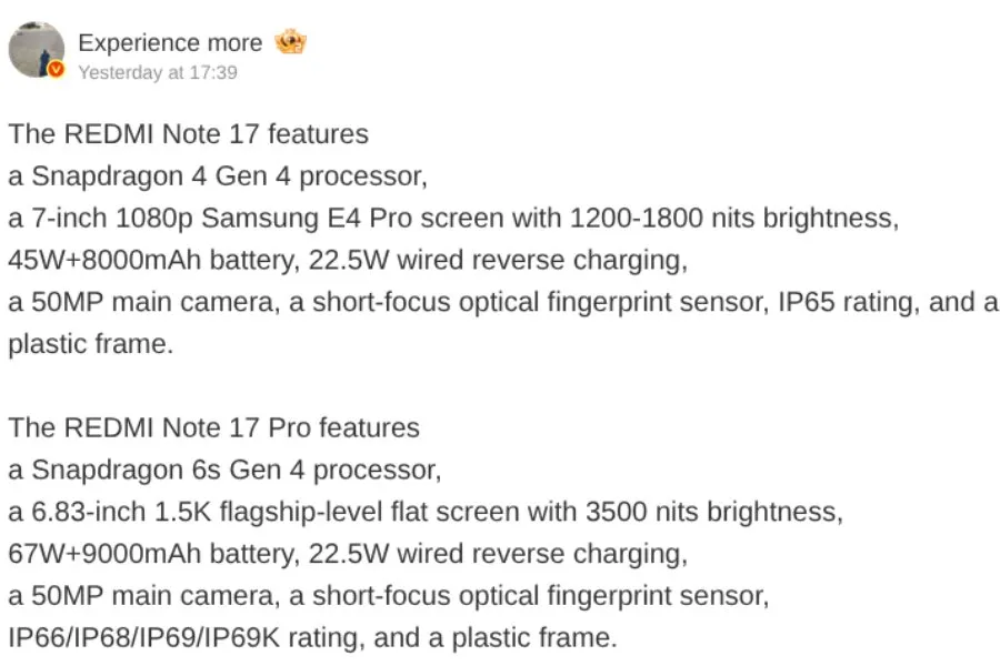 Desain modul kamera Redmi Note 17 Pro berbentuk persegi panjang di pojok kiri atas