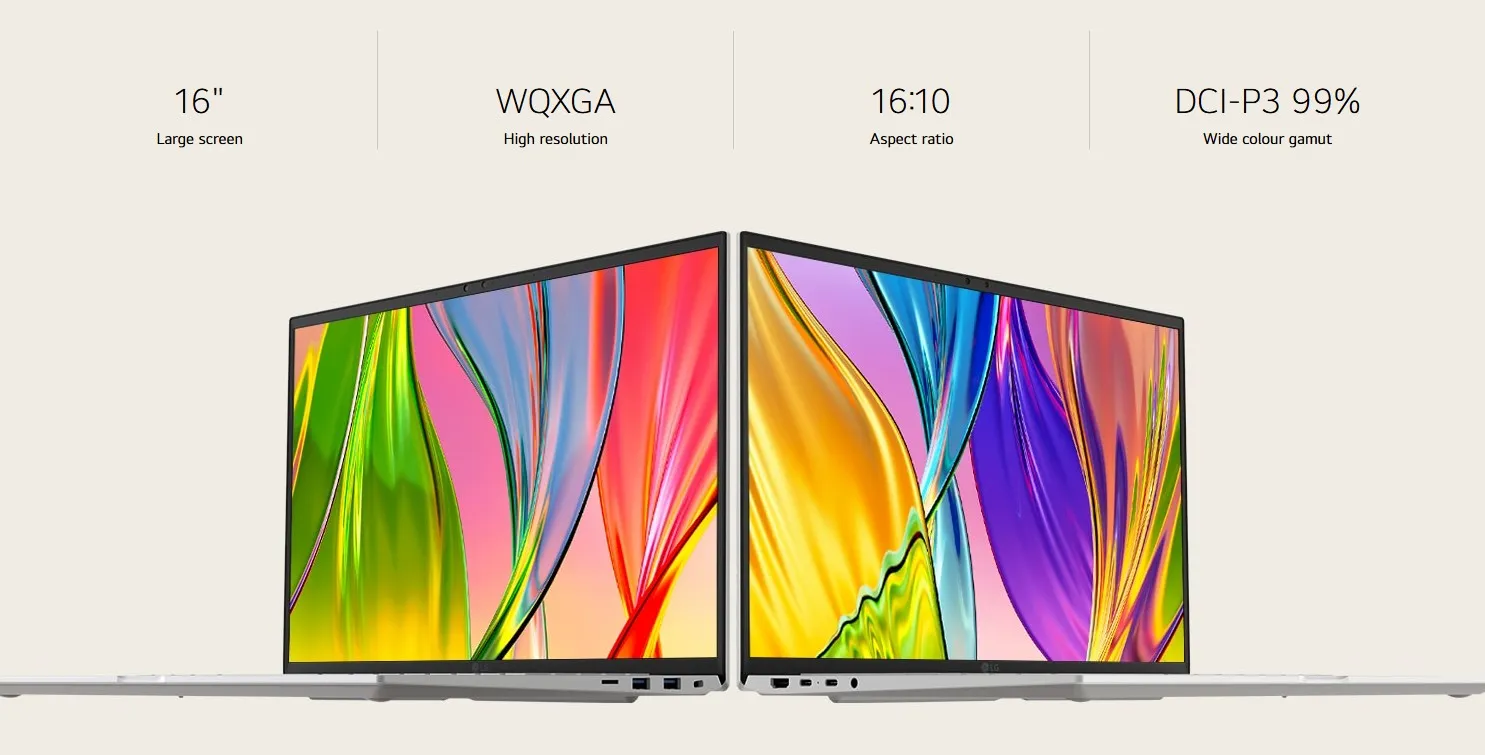 Spesifikasi inti layar LG Gram 16 2026 dengan cakupan warna 99% DCI-P3