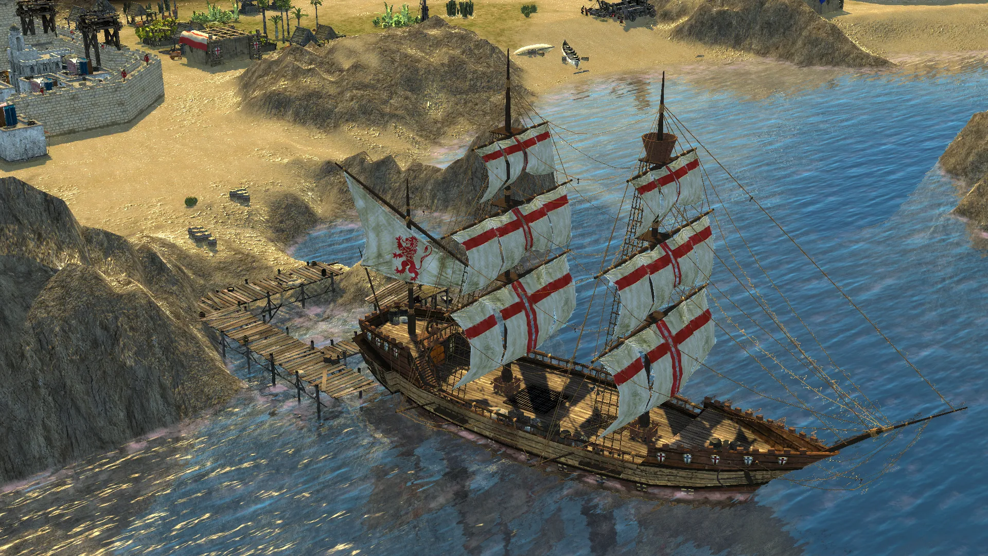 Kapal yang sedang berlayar di perairan Stronghold Crusader 2