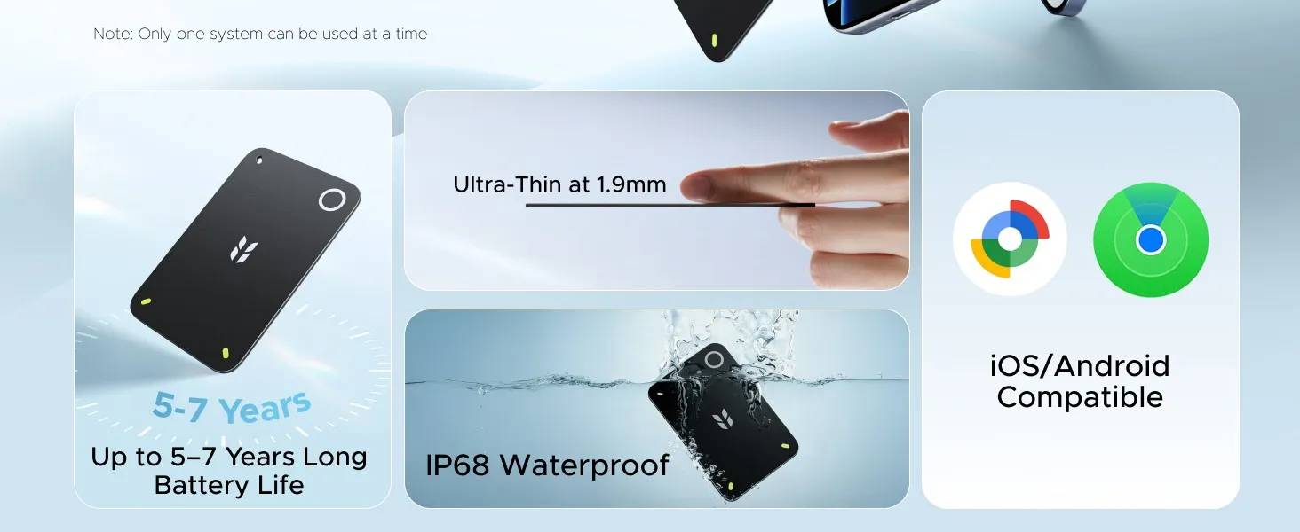 Ugreen FineTrack Slim Duo terselip di antara kartu-kartu dalam dompet.