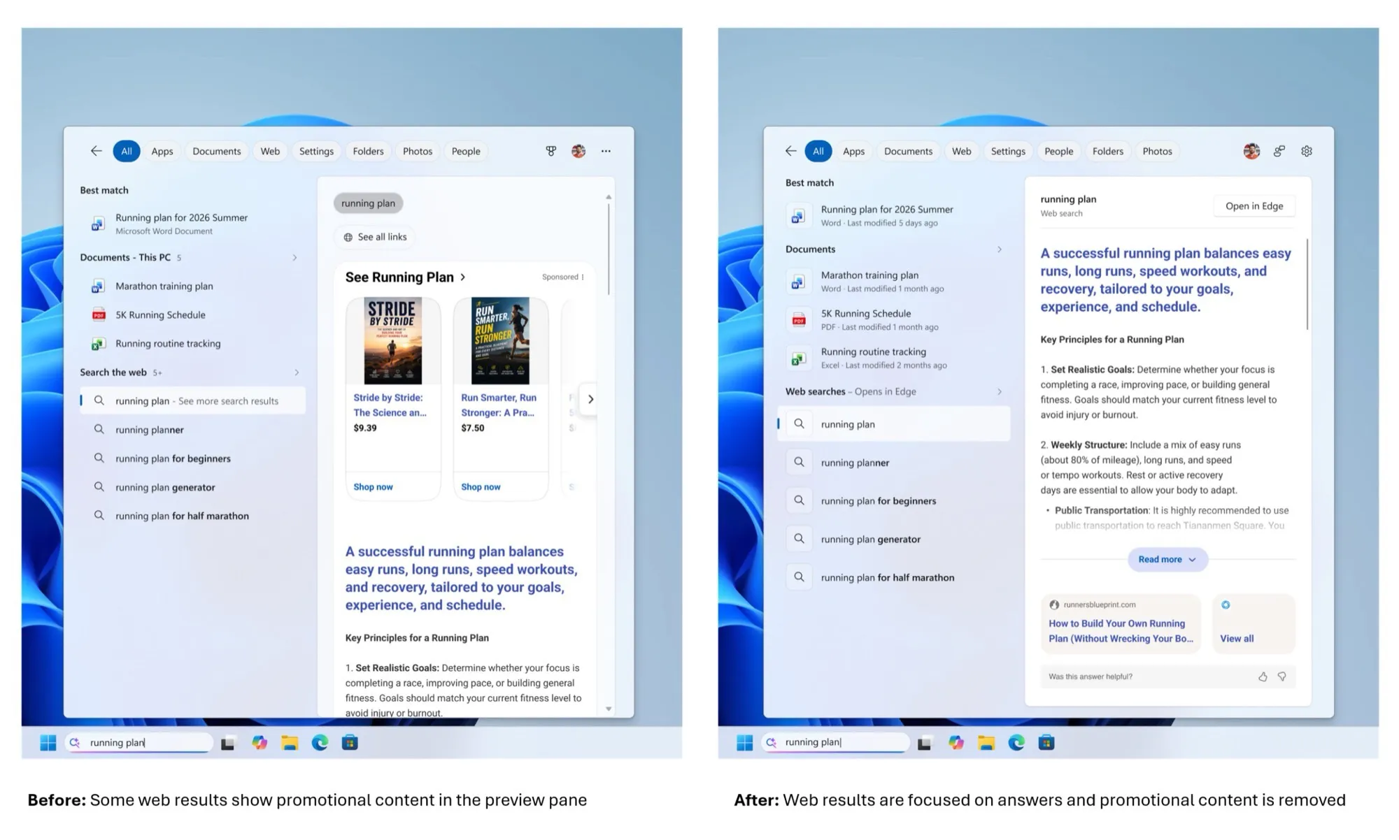 Pencarian web di Windows 11 dengan tampilan baru tanpa distraksi iklan