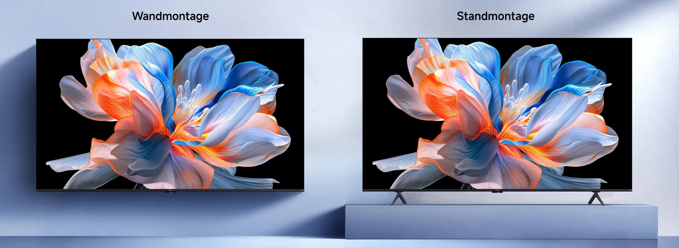 Xiaomi TV FX Mini LED 75 inci dipasang di dinding dengan setup ruang tamu minimalis