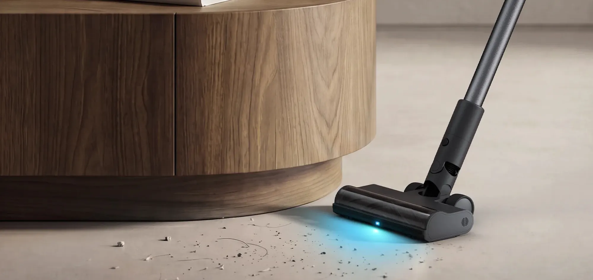 Lampu menyudut pada Xiaomi Vacuum Cleaner 4 Pro membantu mendeteksi debu halus